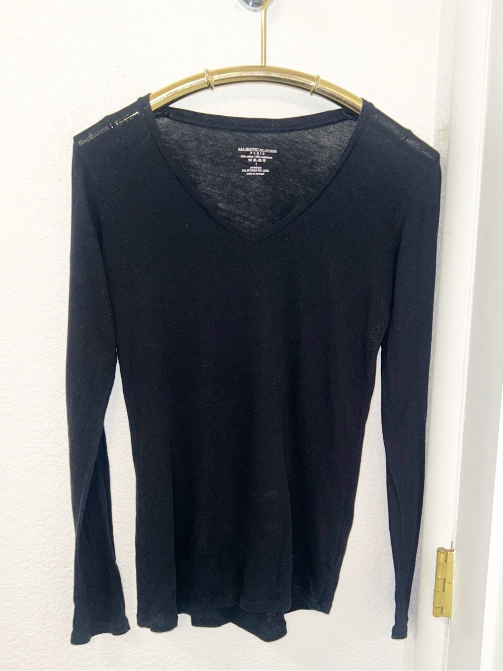 DOMESTIC FILATURES The Cashmere Blend Long Sleeve V-Neck T-Shirt SZ: 1 (X-Small)